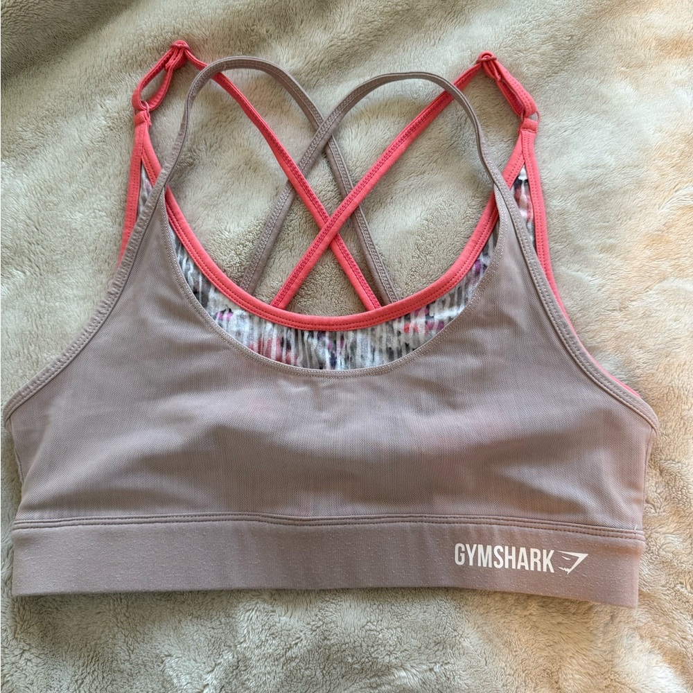 Gymshark Coral and Taupe Sports Bra